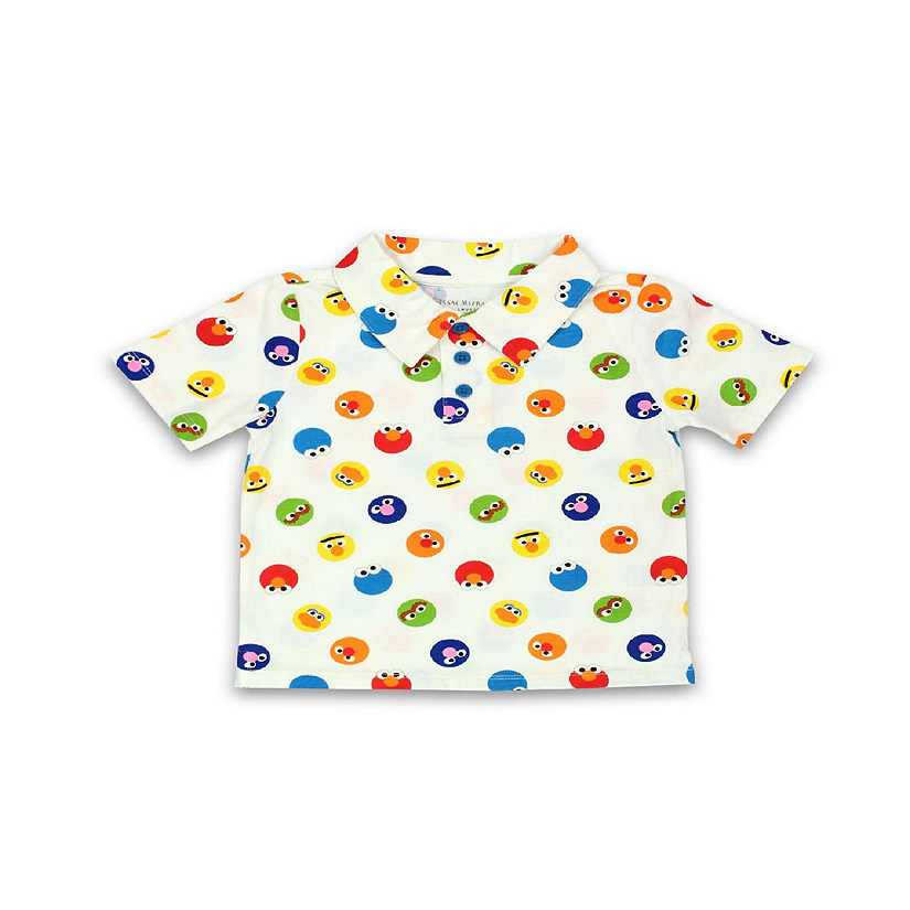 Isaac Mizrahi Loves Sesame Street Gang Elmo Baby Toddler Polo Collared Shirt (12 Months, White/Multi) Image