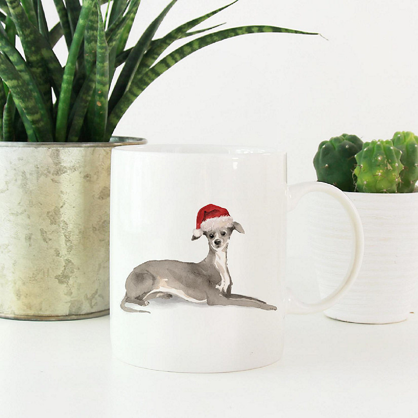 Italian Greyhound Santa Hat Ceramic Mug Image