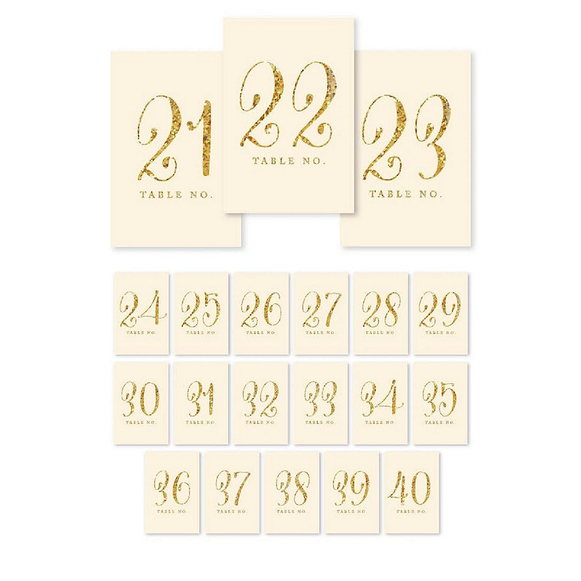 Ivory Gold Glitter Table Numbers 21-40 Image