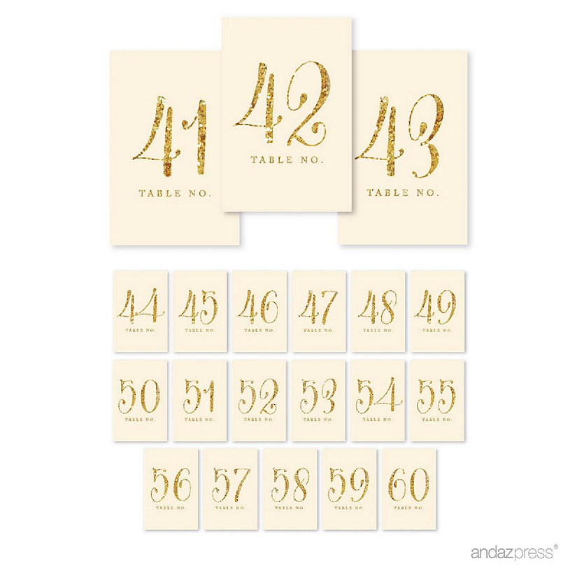 Ivory Gold Glitter Table Numbers 41-60 Image