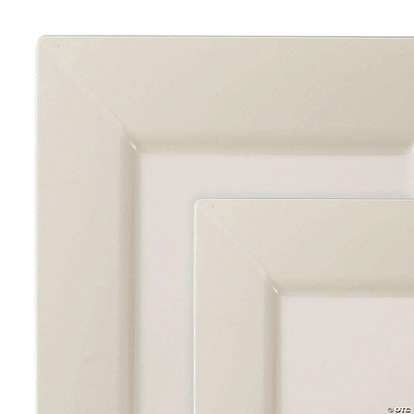 Ivory Square Plastic Plates Dinnerware Value Set (40 Dinner Plates + 40 Salad Plates) Image
