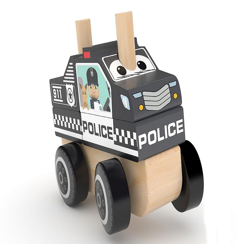 J&#8217;adore Police Car Wooden Stacking Toy Image