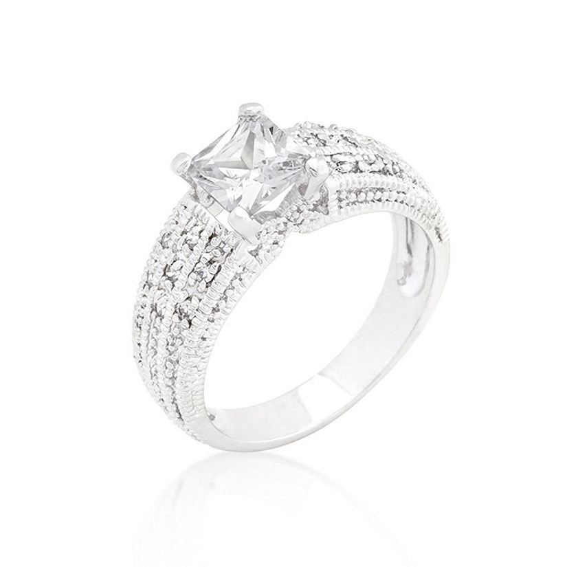 Cubic Zirconia Engagement Ring - Silver 8