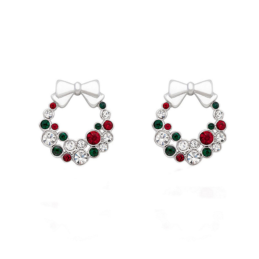 J Goodin Holiday Wreath Colored Crystal Earrings Image
