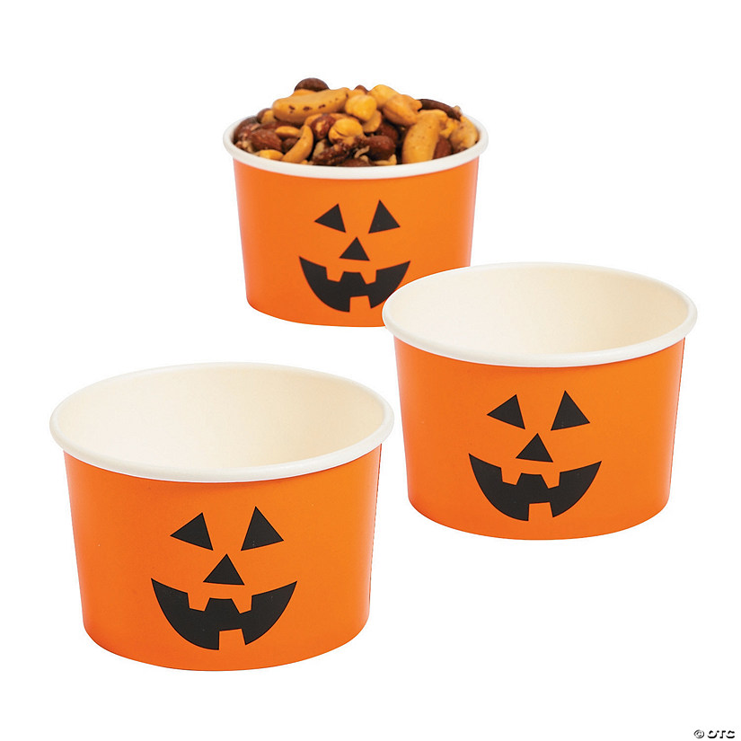 Jack-O&#8217;-Lantern Disposable Paper Snack Cups - 25 Pc. Image