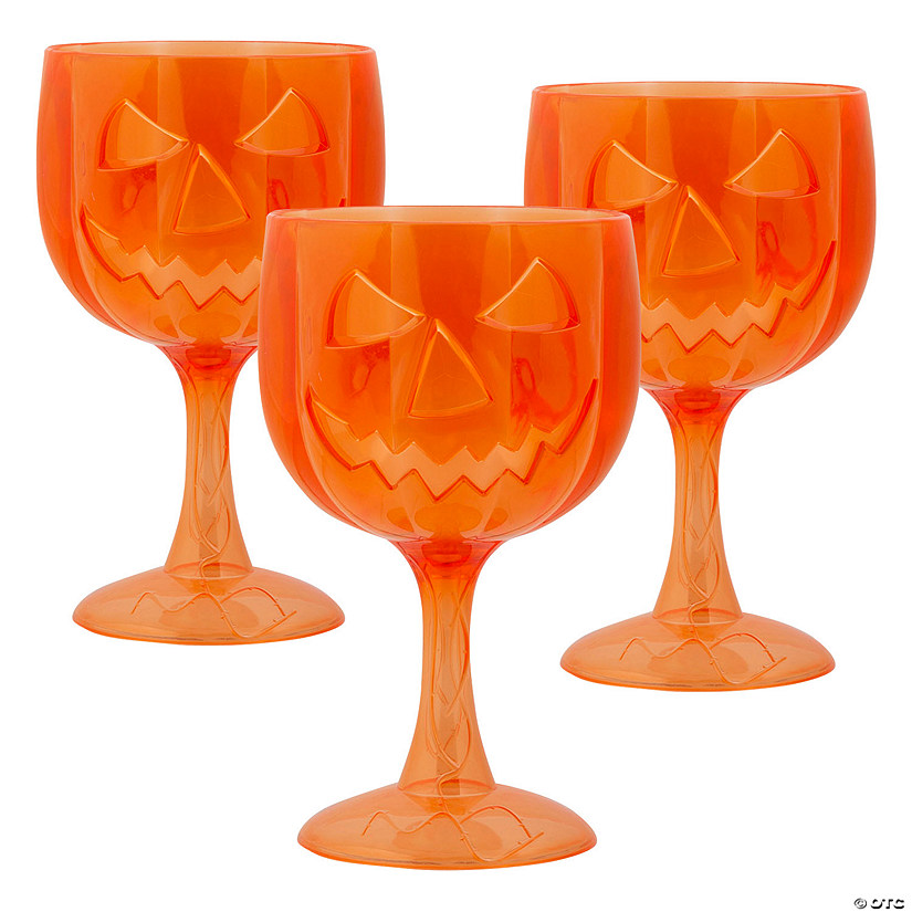 Jack-O&amp;#8217;-Lantern Reusable BPA-Free Plastic Goblets - 6 Ct. Image