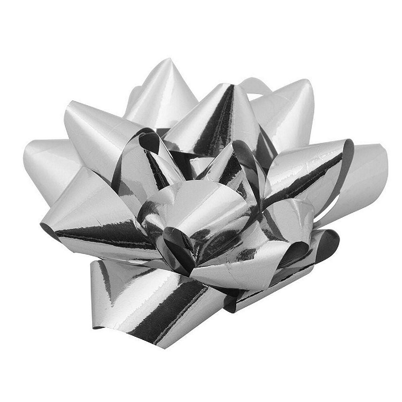 JAM PAPER Gift Bows, Small, 3 1/2 Diameter, Silver, 12/pack Image