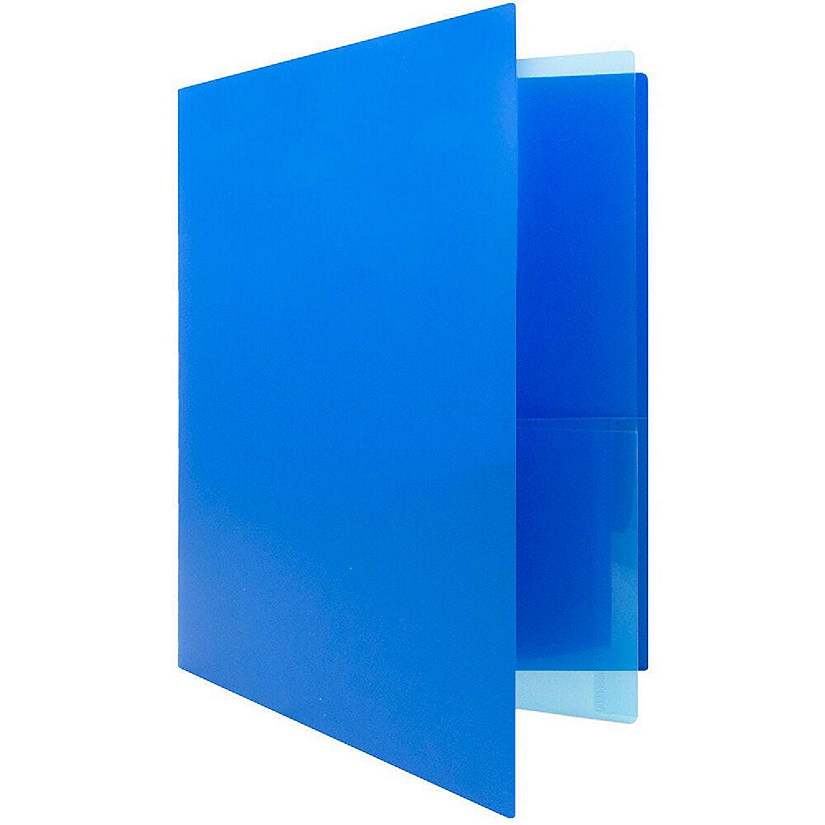 JAM PAPER Heavy Duty Plastic 2 Pocket Mini Folders - Blue - 6/Pack Image
