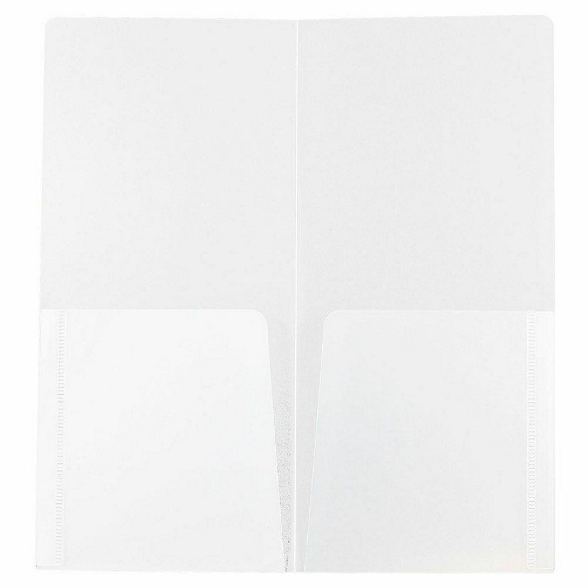 JAM PAPER Heavy Duty Plastic 2 Pocket Mini Folders - Clear - 12/Pack Image