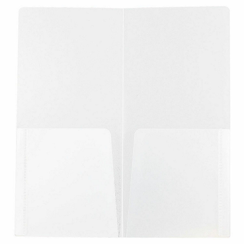 JAM PAPER Heavy Duty Plastic 2 Pocket Mini Folders - Clear - 6/Pack Image