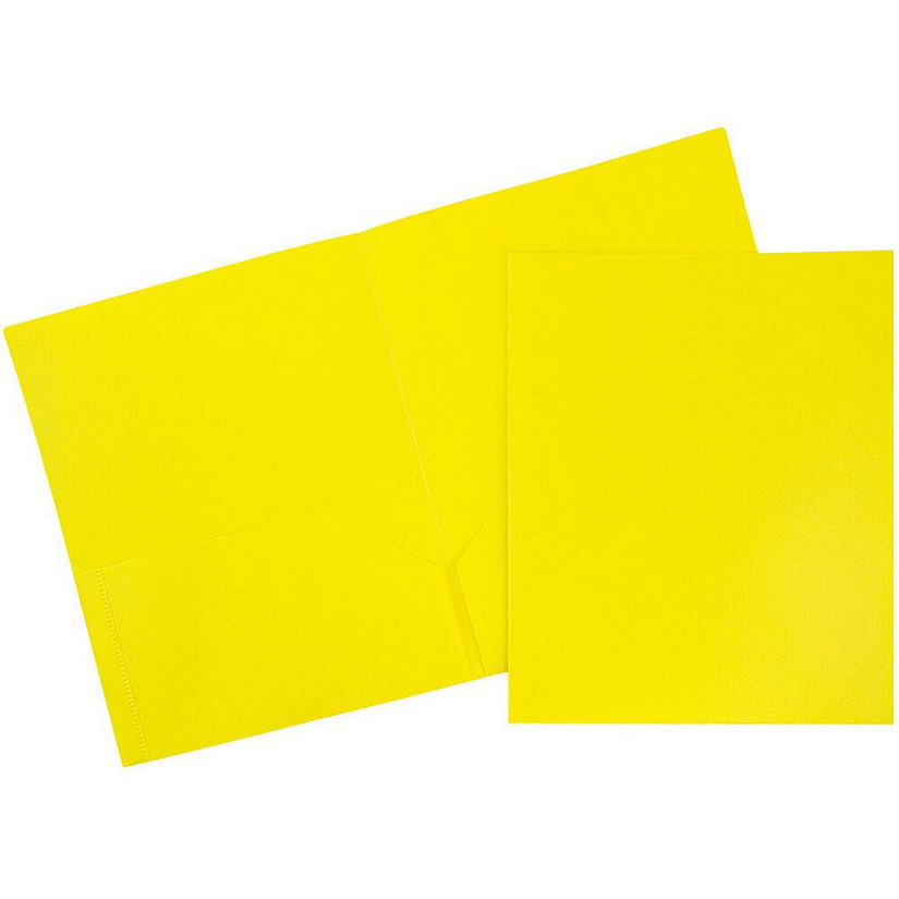 JAM PAPER Plastic 2 Pocket POP Folders - Durable School Folders - Yellow - 6/Pack Image