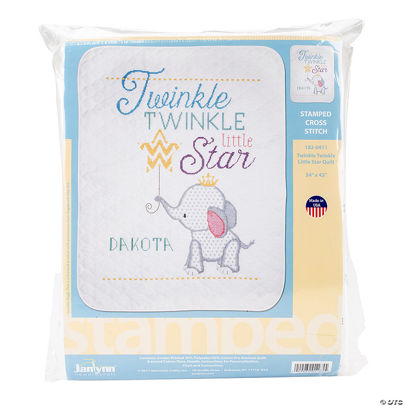 Janlynn Stamped Quilt Cross Stitch Kit 34"X43"-Twinkle Twinkle Little Star Image
