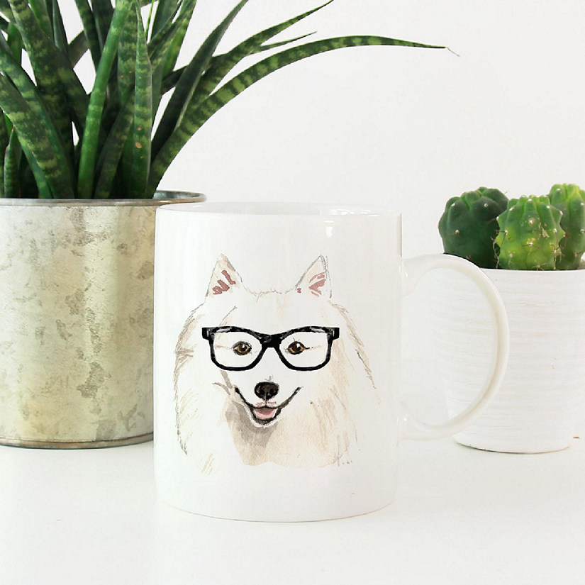 Japanese Spitz Glasses Ceramic Mug Image