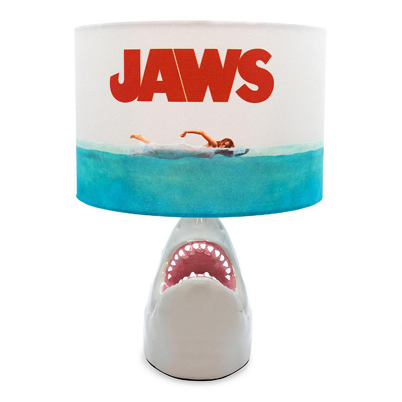 JAWS Classic Movie Poster Desk Lamp With Shark Figural Sculpt  13 Inches Tall Image