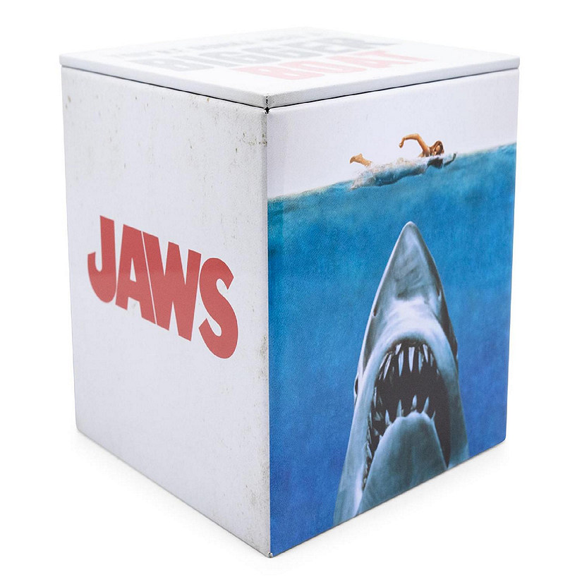 JAWS Logo Tin Storage Box Cube Organizer with Lid  4 Inches Image