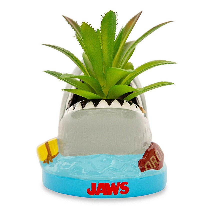 JAWS Shark 4-Inch Ceramic Mini Planter With Artificial Succulent Image
