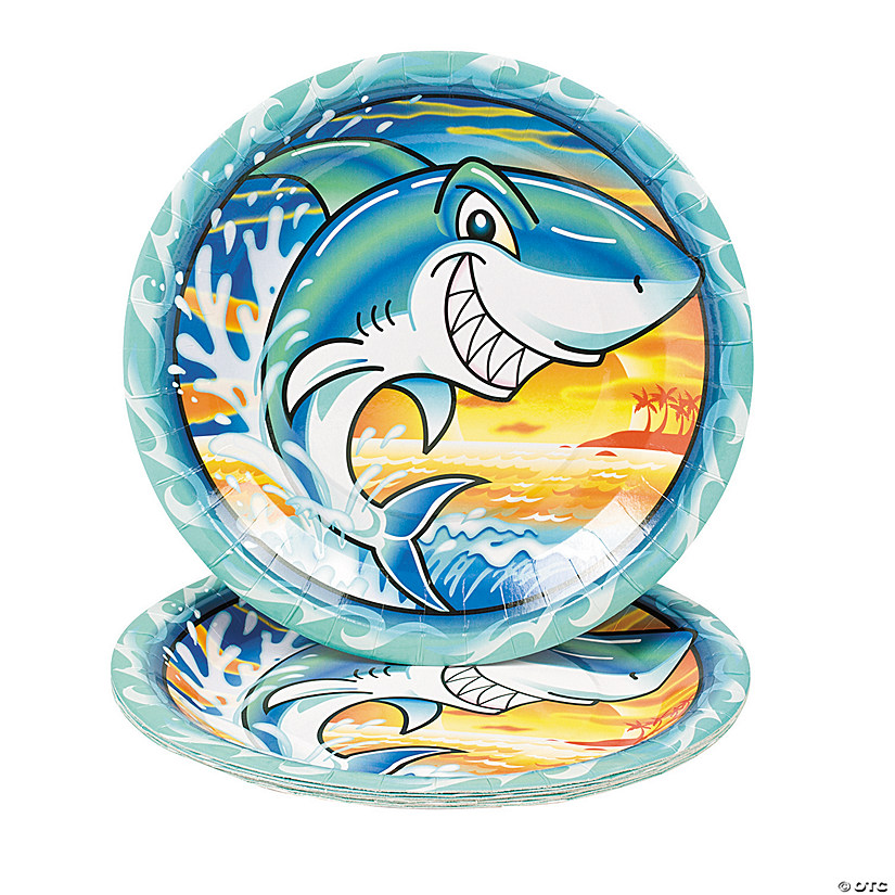 Jawsome Shark Tropical Party Paper Dinner Plates - 8 Ct. Image