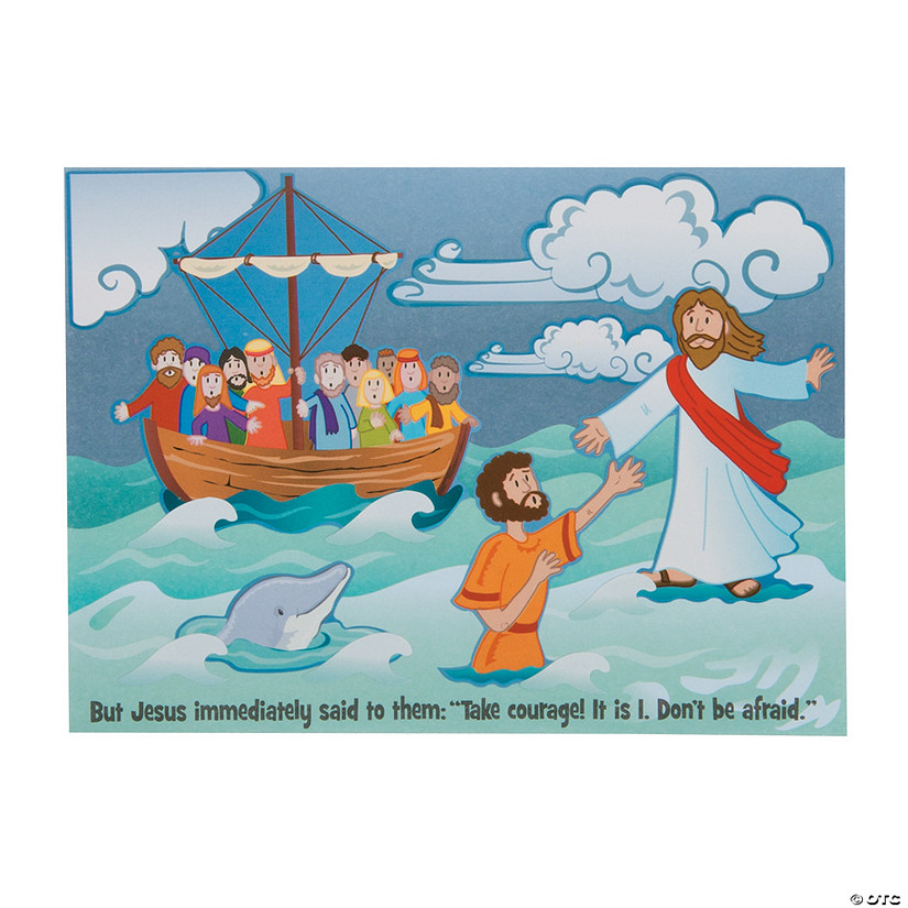 Jesus & Peter Walk on Water Mini Sticker Scenes - 24 Pc. Image
