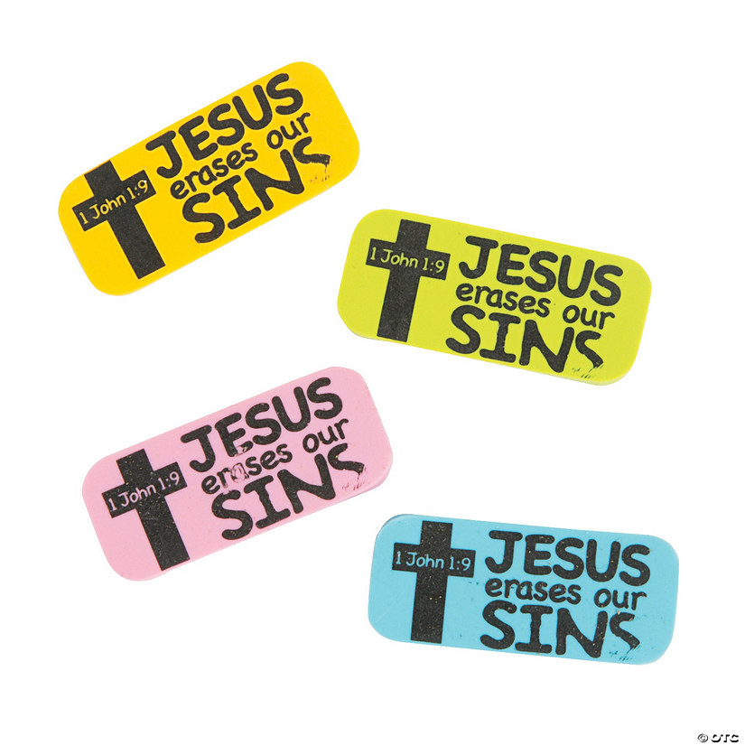 Jesus Erases Our Sins Erasers - 24 Pc. Image