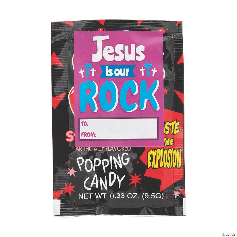 Jesus Is Our Rock Pop Rocks<sup>&#174;</sup> Hard Candy with Sticker - 12 Pc. Image
