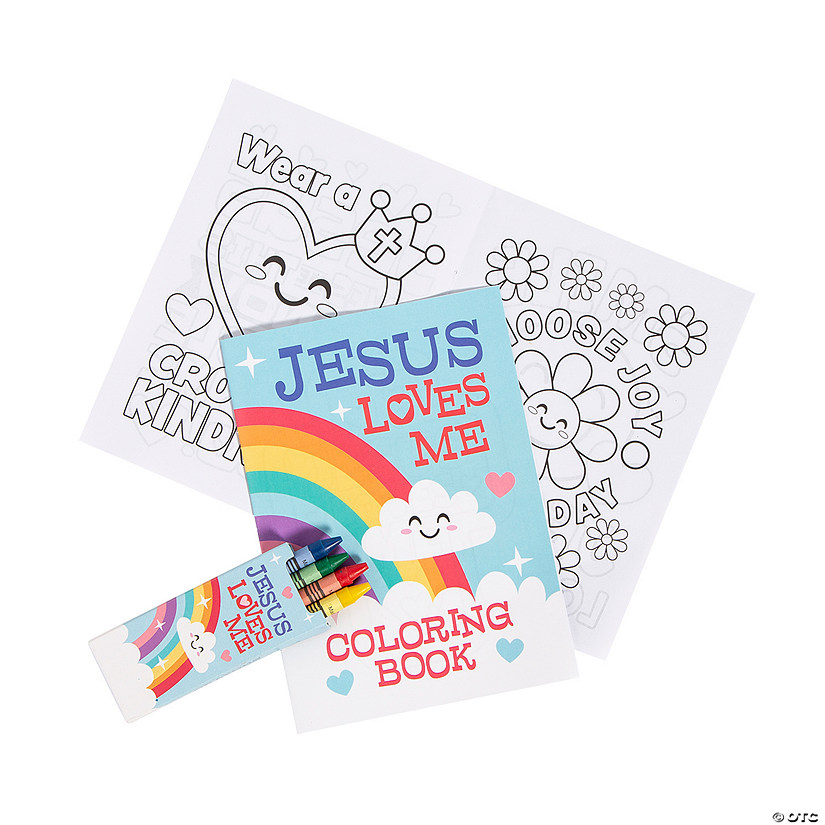 Jesus Loves Me Coloring Books with Crayons for 12 Image