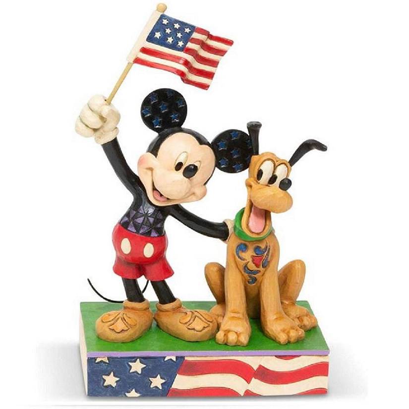 Jim Shore Disney Mickey and Pluto Patriotic Figurine 6005975 New Image