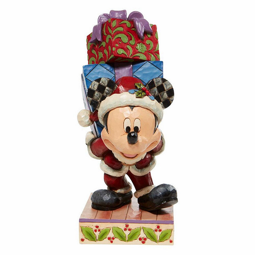 Jim Shore Disney Traditions Mickey with Presents Christmas Figurine 6008978 Image