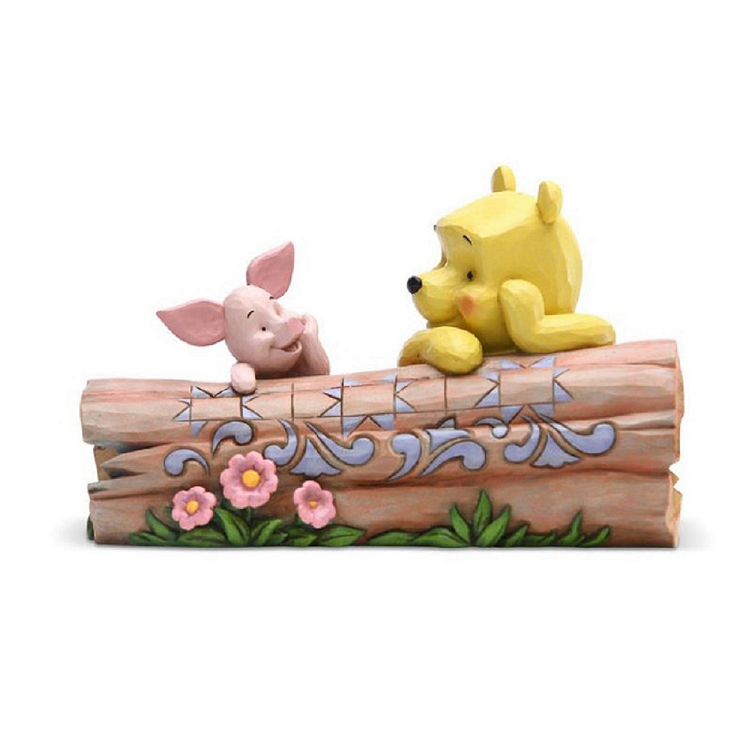 Jim Shore Disney Truncated Conversation Pooh and Piglet By Log Figurine 6005964 Image