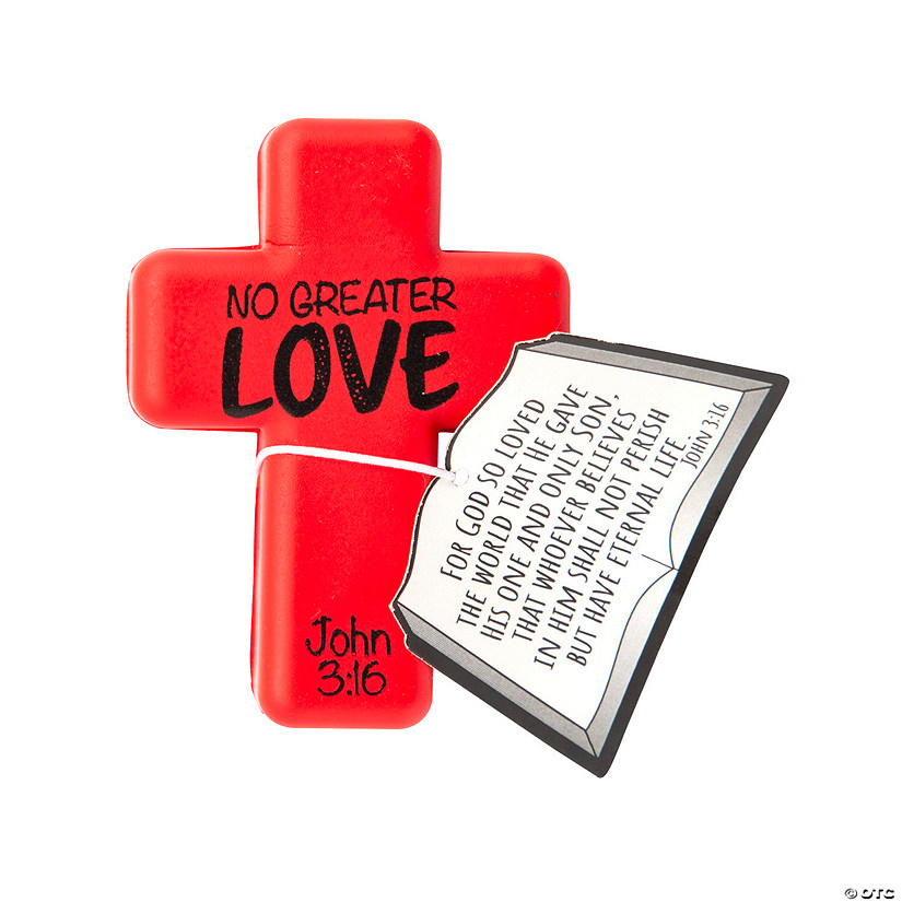 John 3:16 Cross Stress Toys with Card - 12 Pc. Image
