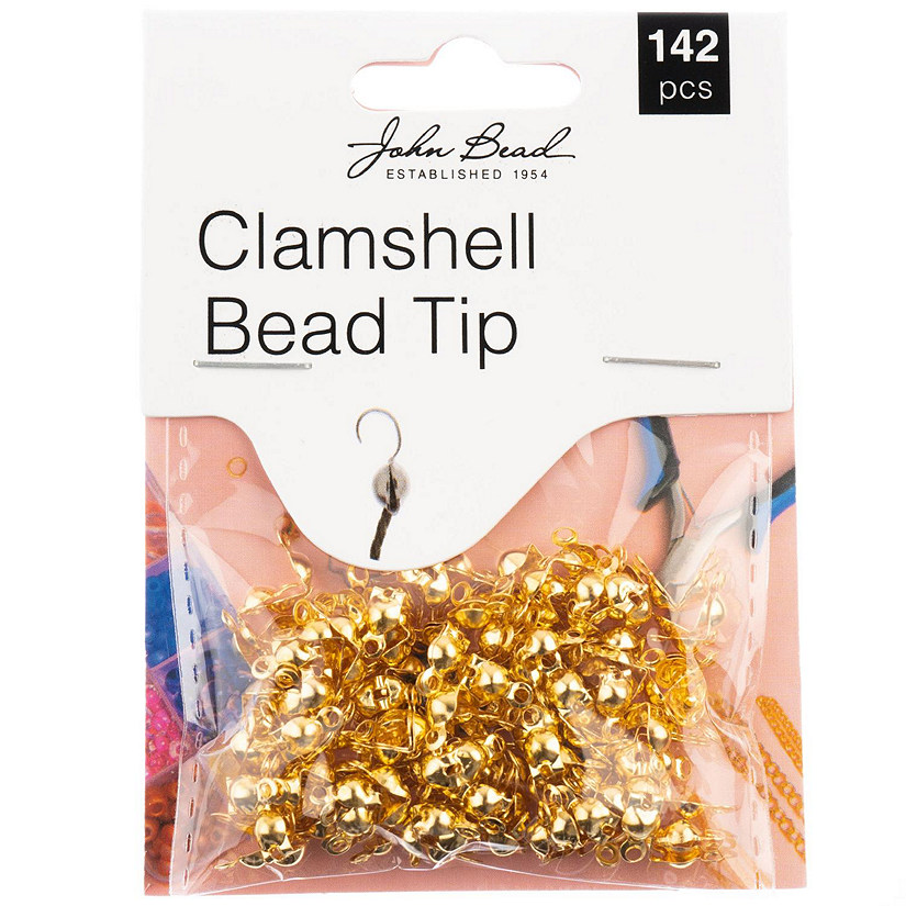 John Bead Clamshell Bead Tip 142/Pkg-Gold Image