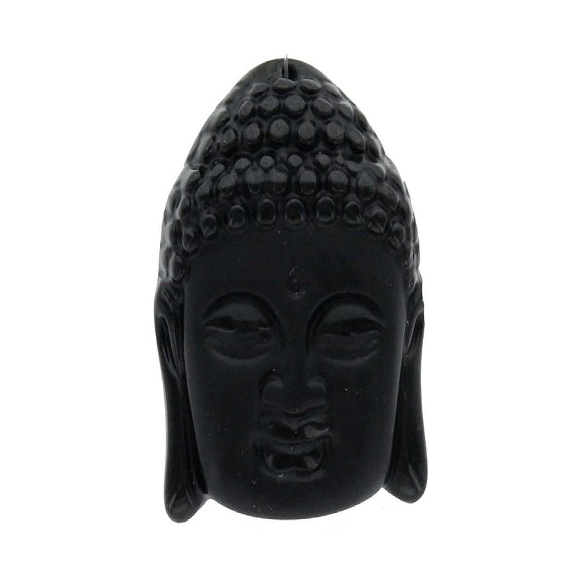 John Bead Glass Black Pendant Buddha Face 38x49mm Image