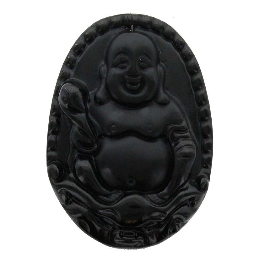 John Bead Glass Black Pendant Sit Buddha 49x52mm Image