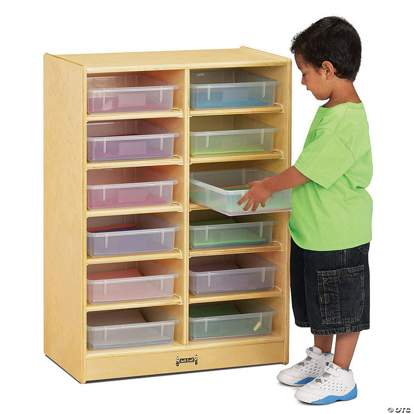 Jonti-Craft 12 Paper-Tray Mobile Storage - With Clear Paper-Trays Image