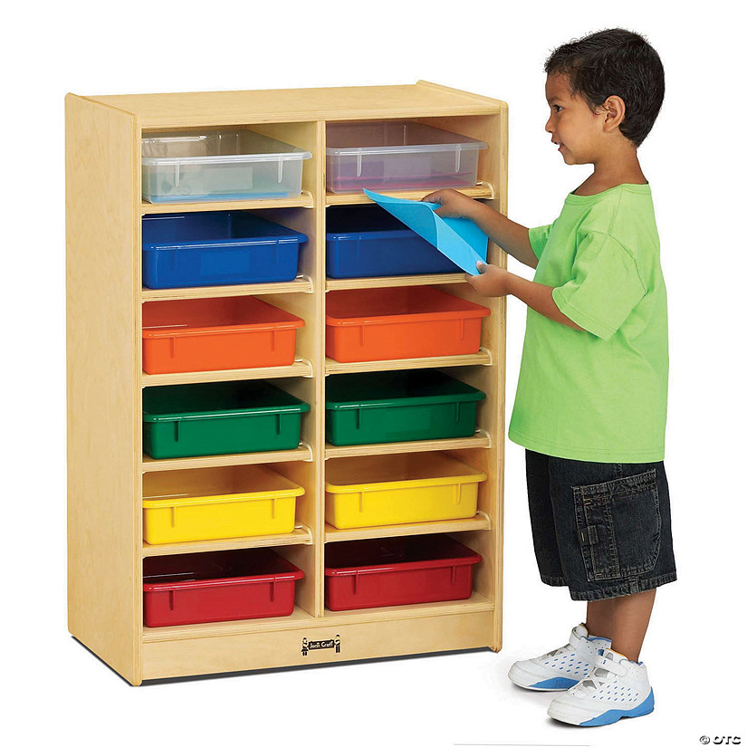 Jonti-Craft 12 Paper-Tray Mobile Storage - With Colored Paper-Trays Image