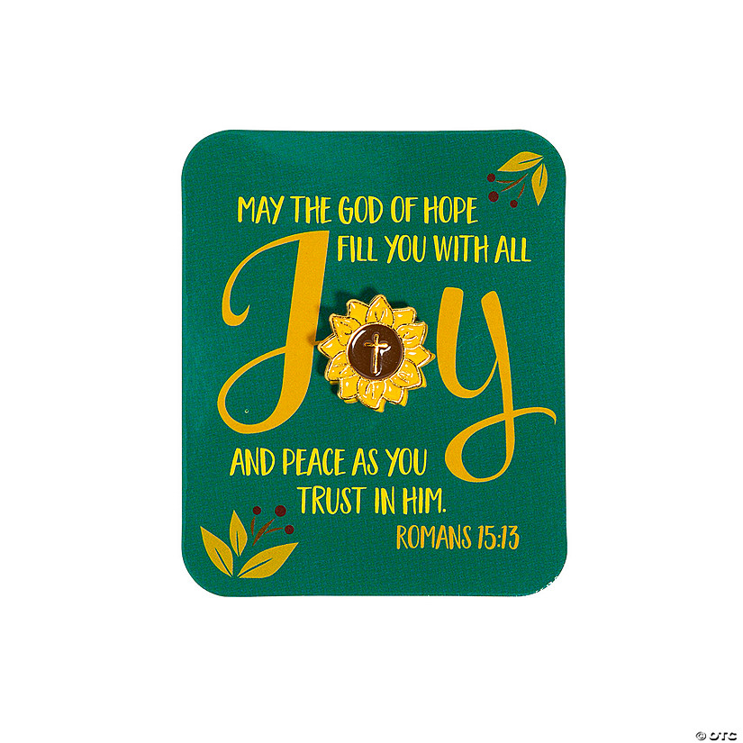 Joy Faith Sunflower Pins with Card - 12 Pc. Image