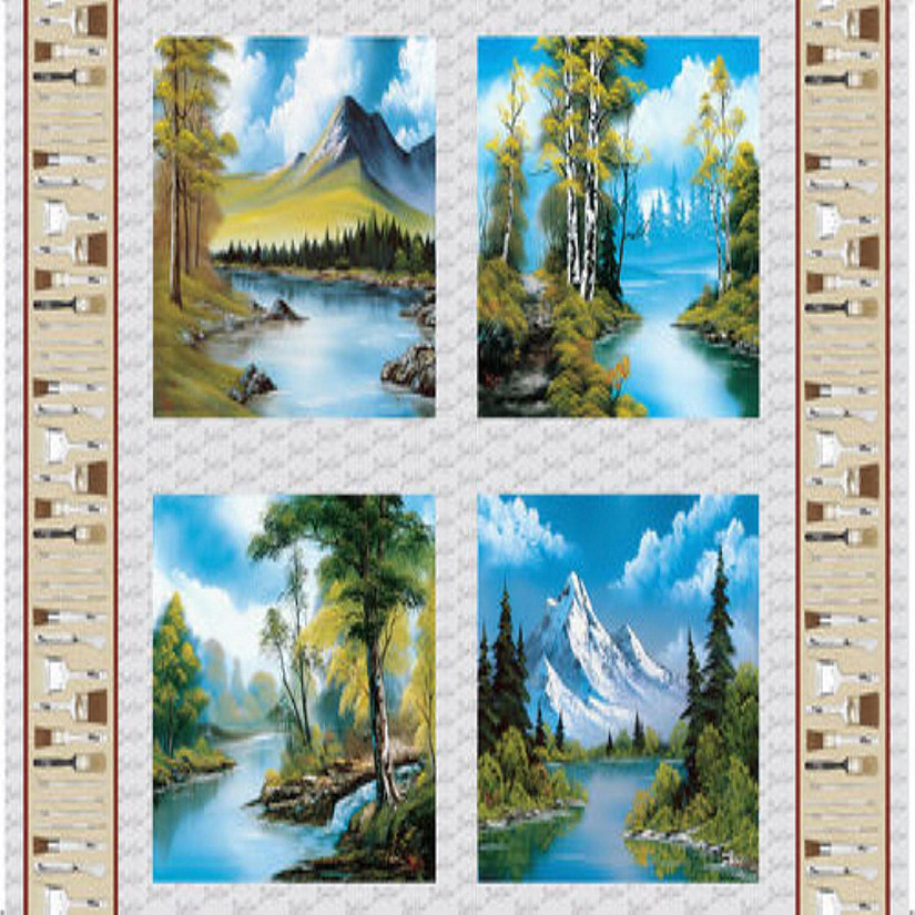 Joy of Painting Digital 4 Picture Panel 23 X 44 By Studio E Fabrics Image