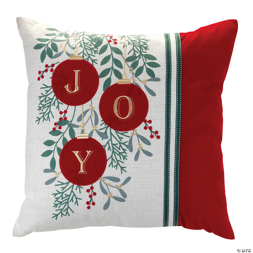Joy Ornaments Throw Pillow  17"Sq Polyester Image