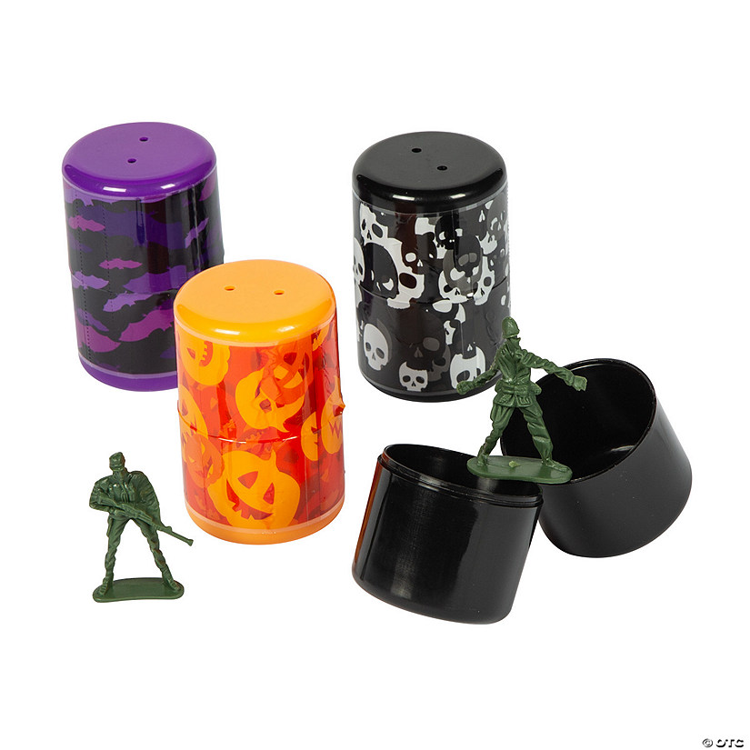Jumbo Army Toy-Filled Halloween Containers - 12 Pc. Image