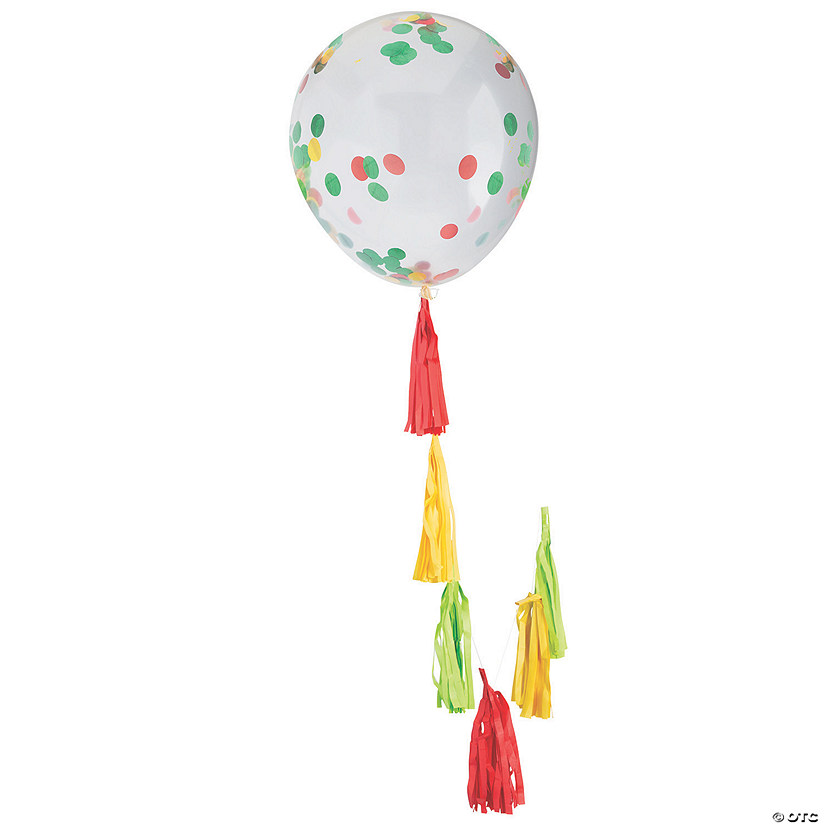Jumbo Fiesta Confetti 36&#8221; Latex Balloon with Tassel - 2 Pc. Image