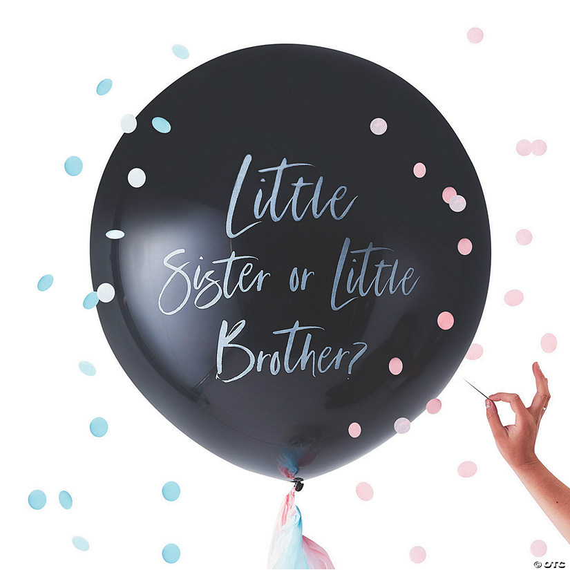 Jumbo Ginger Ray Little Sister or Little Brother Gender Reveal 36" Latex Balloon Kit Image