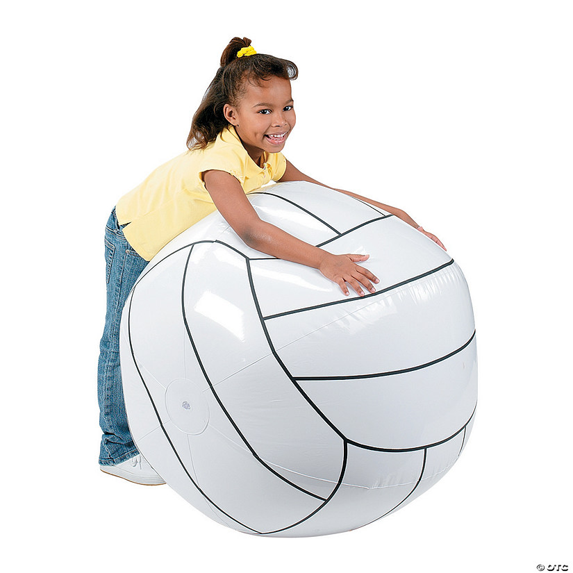 Jumbo Inflatable 30" Classic White Vinyl Volleyball Image