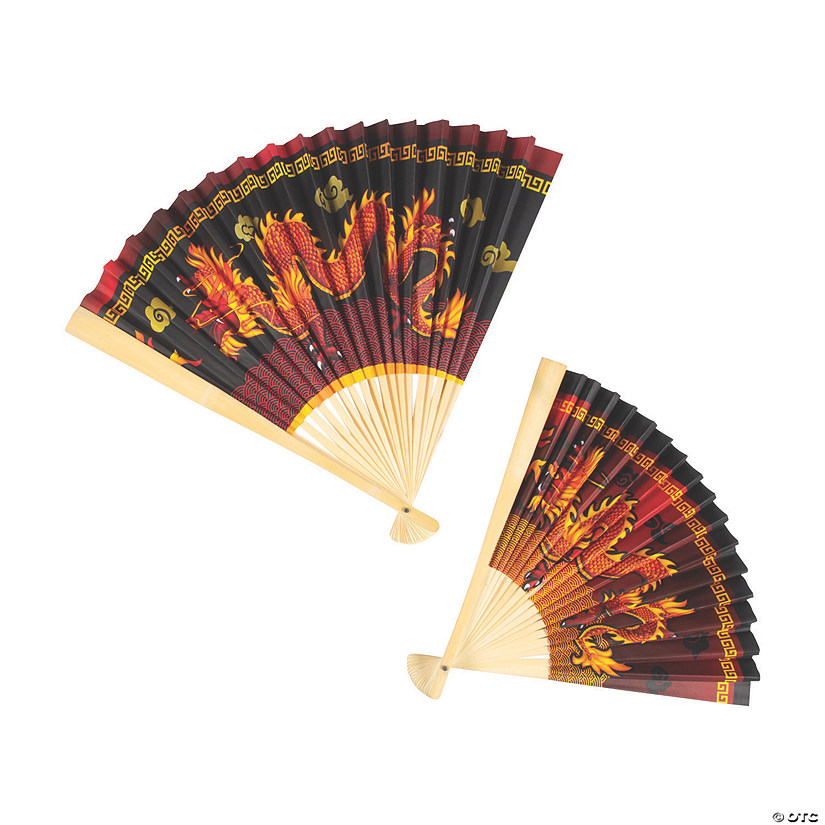 Jumbo Lunar New Year Bamboo Paper Hanging Fans - 2 Pc. Image