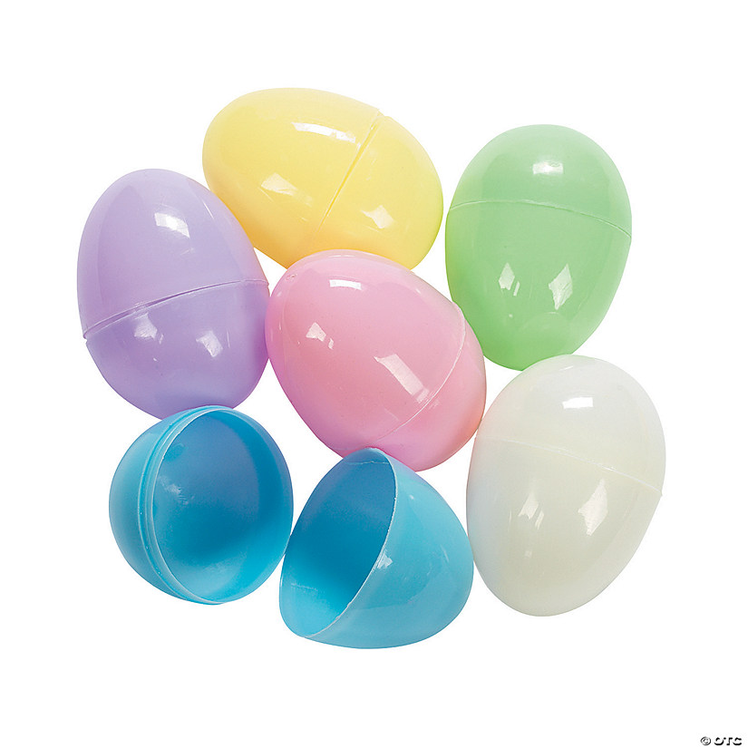 Jumbo Pastel Plastic Easter Eggs - 12 Pc. Image