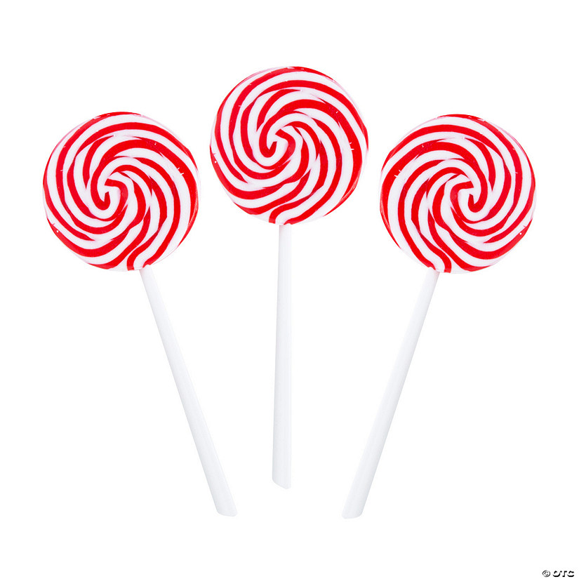 Jumbo Red & White Swirl Lollipops - 6 Pc. Image