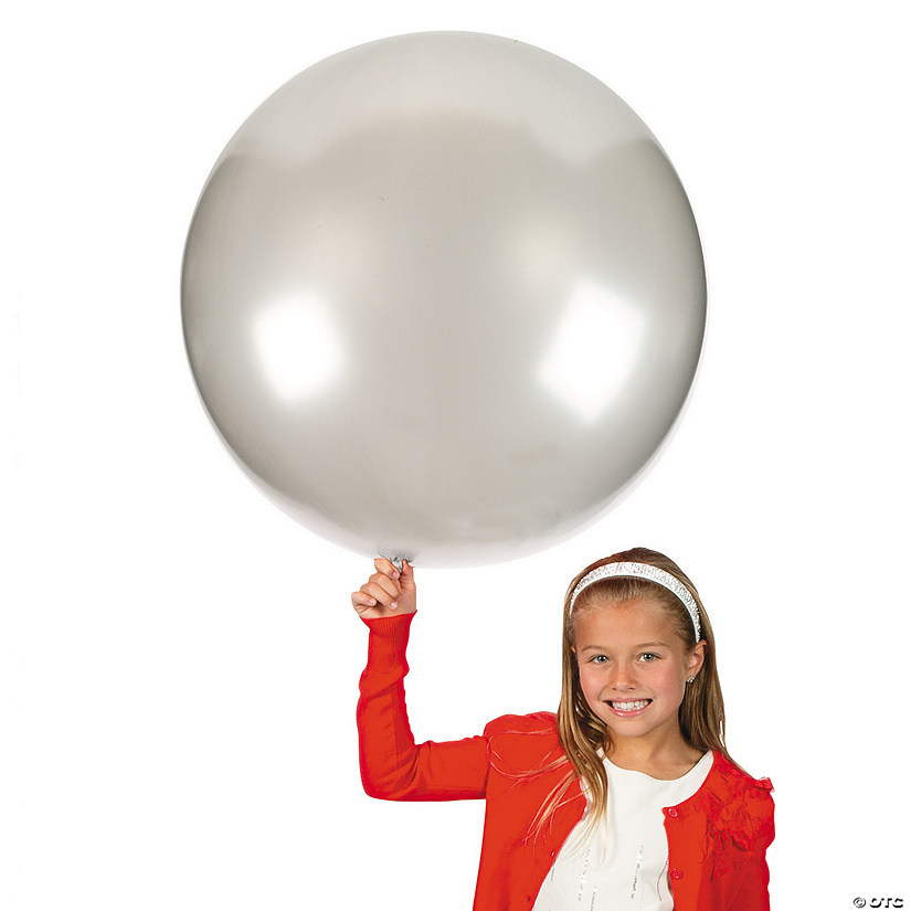 Jumbo Silver 36" Latex Balloons - 2 Pc. Image