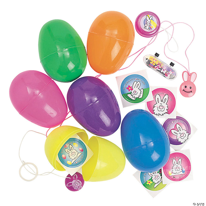 Jumbo ToyFilled Bright Plastic Easter Eggs 24 Pc. Oriental Trading