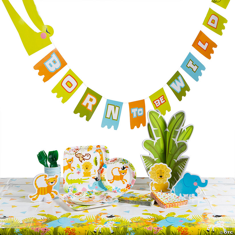 Jungle Baby Shower Tableware Kit for 24 Guests