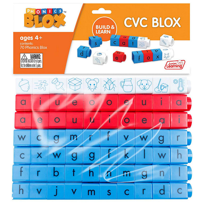 Junior Learning Rainbow Phonics Cvc Blox Set, 70 Color-Coded Blocks Image