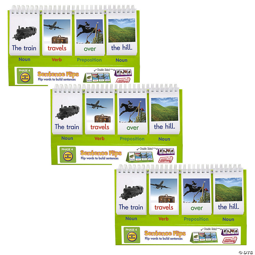 Junior Learning Sentence Flips, Double-Sided Sentence Building Flip Chart, Pack of 3 Image