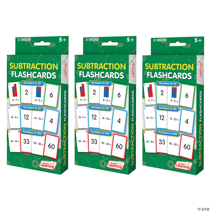 Junior Learning Subtraction Flashcards, 3 Sets Per Pack, 3 Packs Image